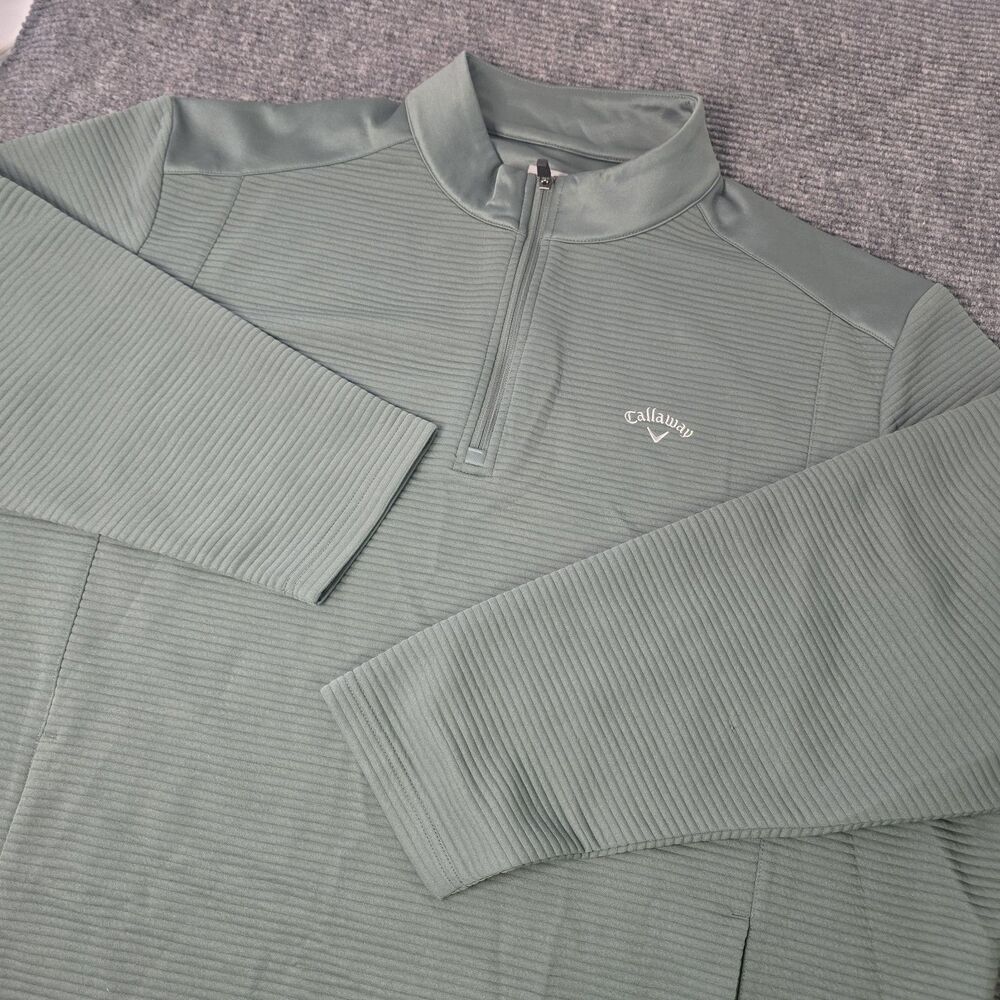 Callaway Golf Pullover Mens XL Green Opti-Dri Ottoman Quarter Zip Base Layer
